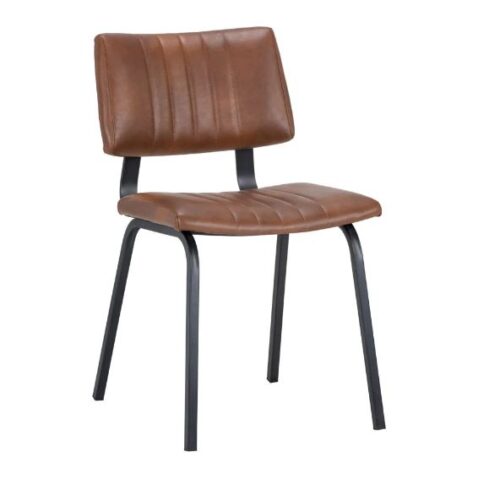 Restaurant Chair in Cognac Faux Leather