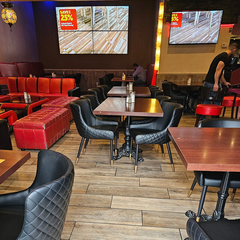 Bar stools and lounge chairs upscale restaurant Vaughan
