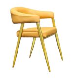 Restaurant Quality Dining Chair in Orange yellow with Gold Legs