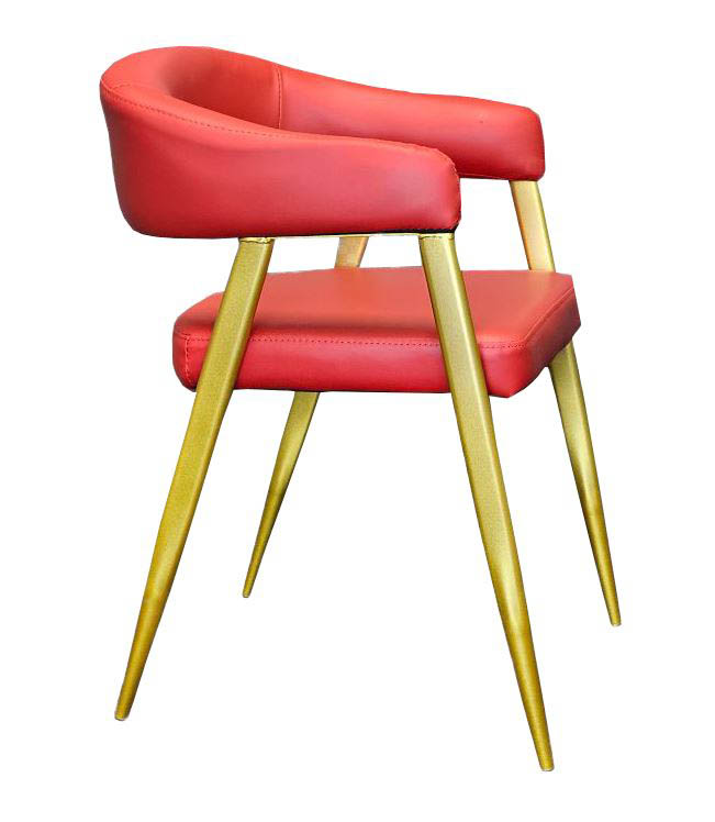 Restaurant Quality Dining Chair in Red with Gold Legs