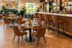 brown chairs and bar stools in restaurants
