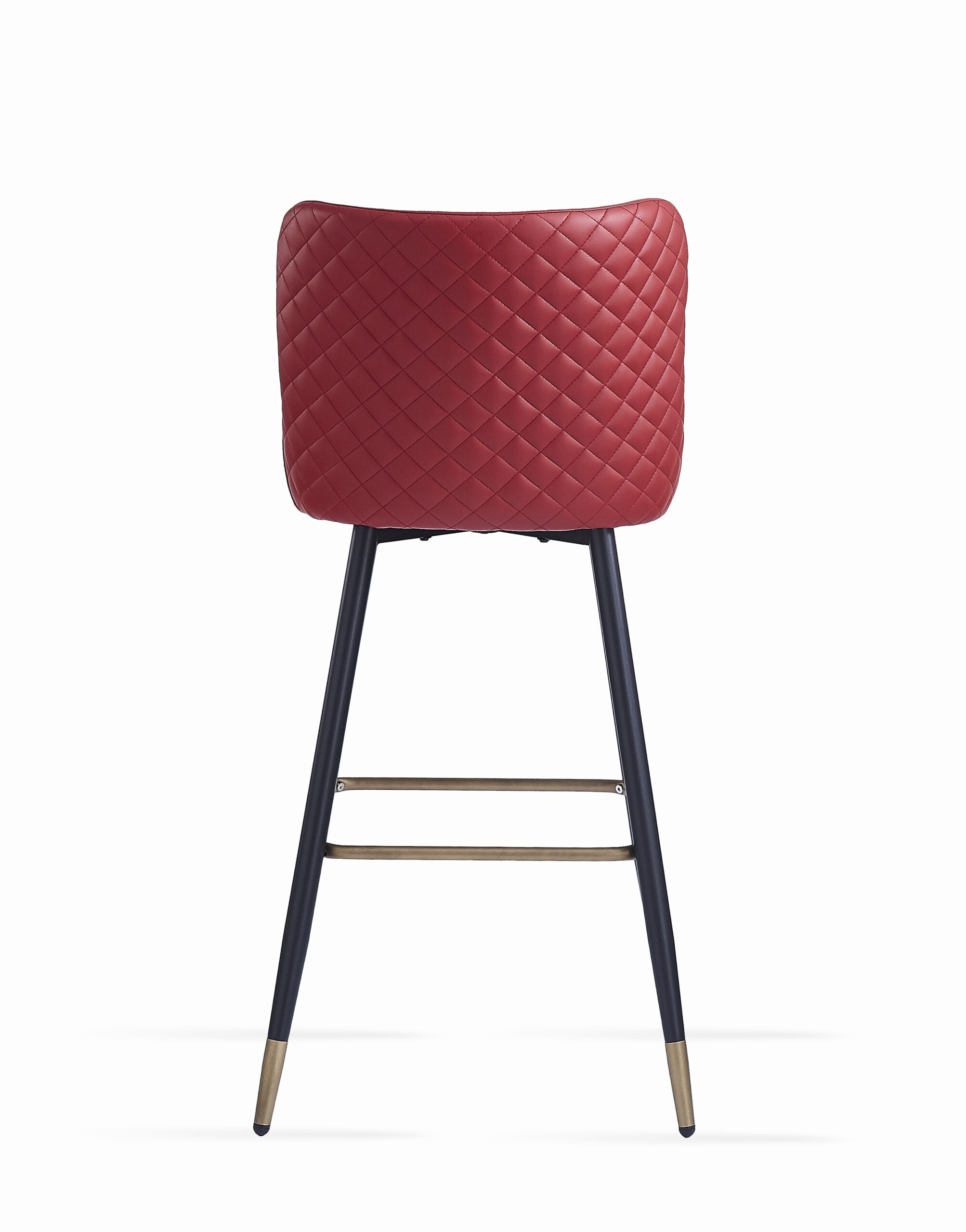 Red Bar Stool for Restaurants w/Black Legs n Gold Cap