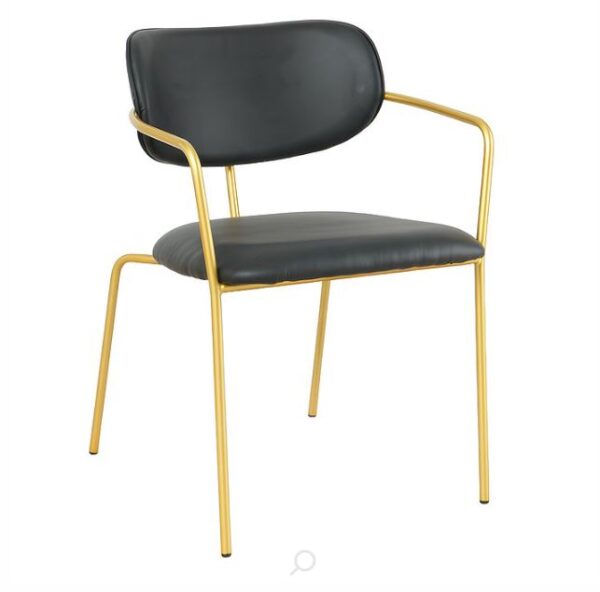 Arm Chair with Gold Frame n Black Seat - Restaurant Quality