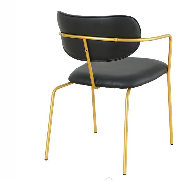 Arm Chair with Gold Frame n Black Seat - Restaurant Quality