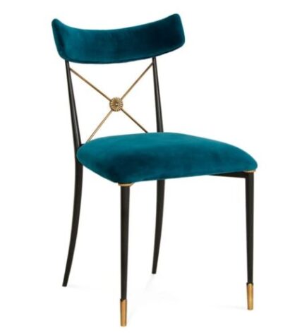 Peacocok Dining Chairs with Black Legs and Gold Accents