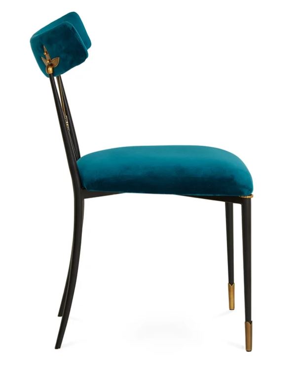 Peacocok Dining Chairs with Black Legs and Gold Accents