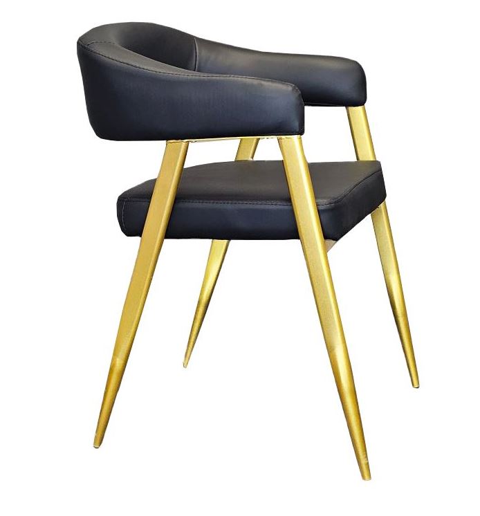 Restaurant Quality Dining Chair in Black with Gold Legs