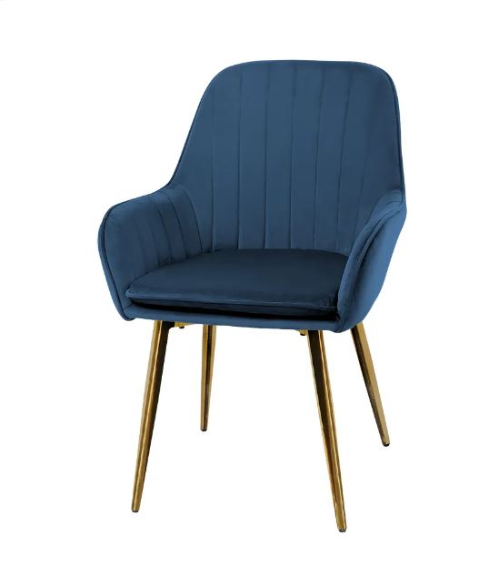 Restaurant Chair in Blue Colors with Gold Legs