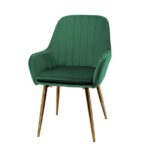 Restaurant Chair in Green Colors with Gold Legs