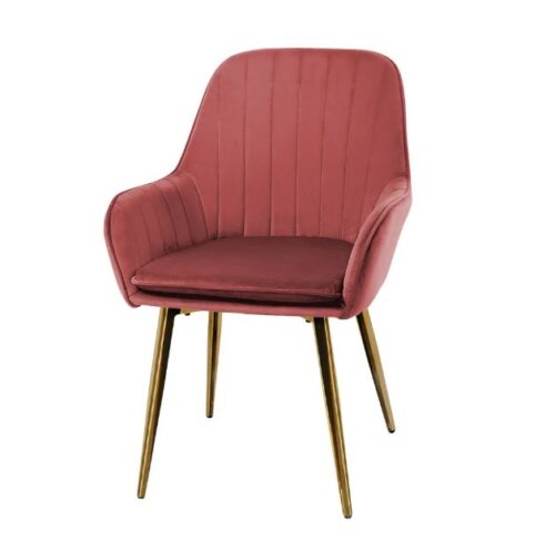 Restaurant Chair in Red Colors with Gold Legs