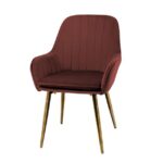 Restaurant Chair in Wine Red Colors with Gold Legs