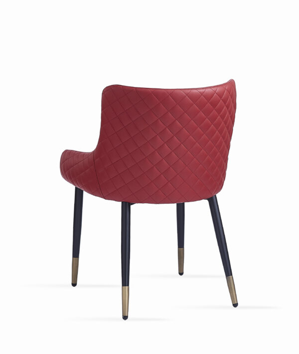 Red Dining Chair For Restaurants w/Black Legs n Antique Gold Caps