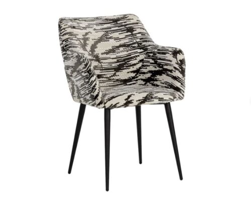 Zebra Print Fabric Chair with Black Steel Legs