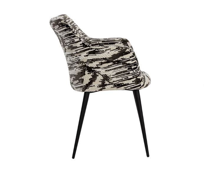 Zebra Print Fabric Chair with Black Steel Legs