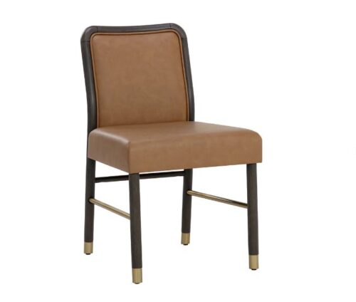 Cognac Faux Leather Dining Chair for Restaurants