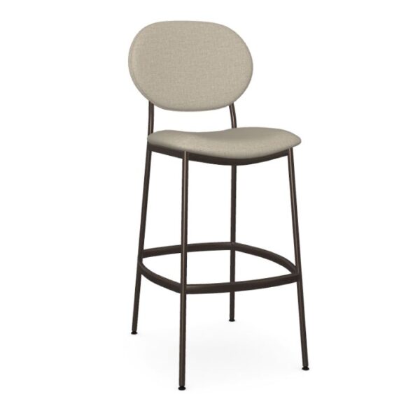 Bar Stool for Restaurants in Espresso with Neutral Linen Fabric