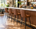 brown bar stools in restaurants
