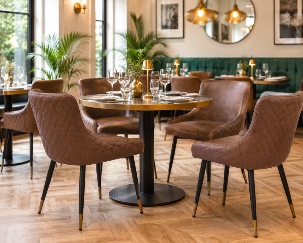 brown chairs in restaurants