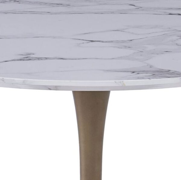 Round Faux Marble Dining Table with Gold Base