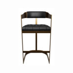 Black Contemporary Bar Stool for Restaurants With Antique Brass Base