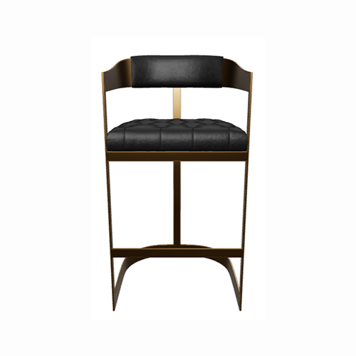 Black Contemporary Bar Stool for Restaurants With Antique Brass Base