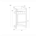 Black Contemporary Bar Stool for Restaurants With Antique Brass Base