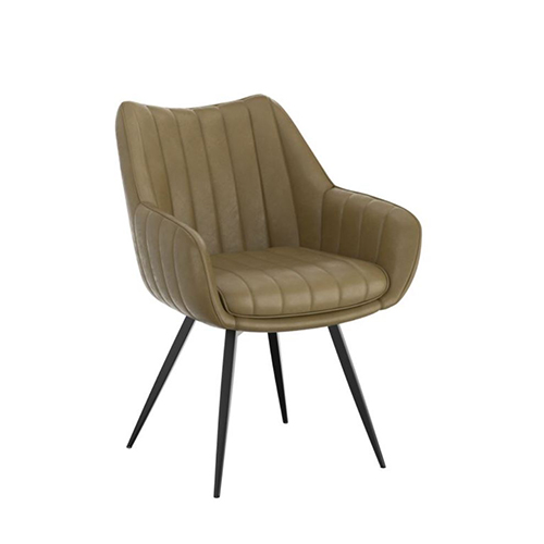 Restaurant Arm Chair in Camel, Olive and Charcoal with Black Legs