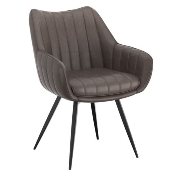 Swivel Arm Chair in Charcoal Faux Leather w/Black Legs