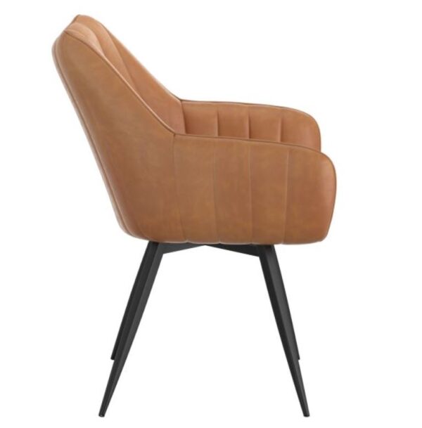 Swivel Arm Chair in Camel Faux Leather w/Black Legs