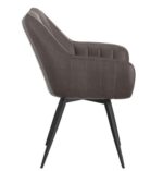 Swivel Arm Chair in Charcoal Faux Leather w/Black Legs