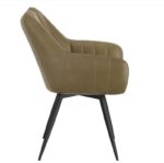 Swivel Arm Chair in Olive Faux Leather w/Black Legs