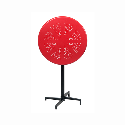 Indoor/Outdoor Metal Folding Table with Mesh Table Top in Red