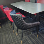 Teal Restaurants Chair wBlack Legs n Antique Gold Caps