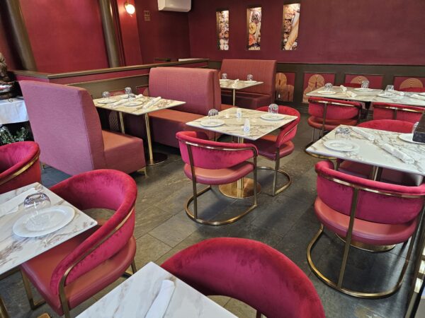 SE-19 tables with Red n gold Chairs