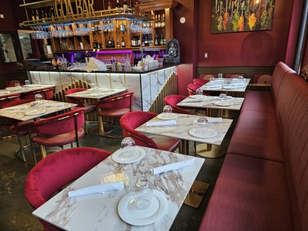 SE-19 tables with Red n gold Chairs