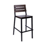 Metal Chair with Slatted Ashwood Seat and Back in Walnut Color