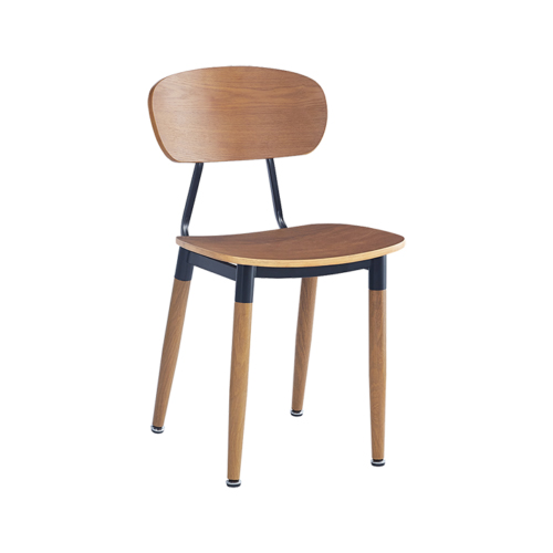 Wood Grain Steel Chair in Light Cherry Finish with Veneer Seat and Back