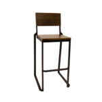 Walnut Color Ashwood Back and Seat Indoor Black Metal Chair