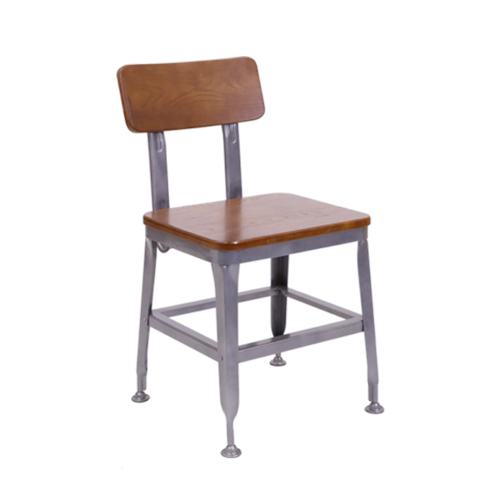Indoor Steel Chair in New Gunmetal Color with Elmwood Back Seat