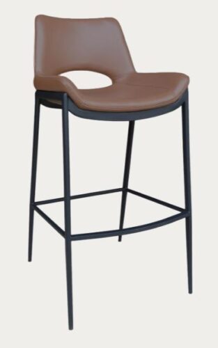 Restaurant Bar Stool, Brown - Black Seat with Brown - Black Legs