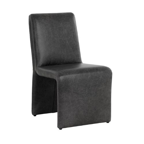 Modern Dining Chair with Buffalo Leather and Fully Upholstered Wooden Base