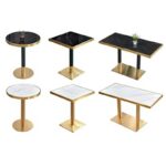 Custom Order Table Tops and Bases in Stainless Steel Gold Finish