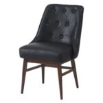 Modern Indoor Black Metal Chair with Padded Seat and Diamond Tufted Back