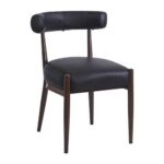 Indoor Dining Metal Chair with Black Vinyl Seat and Curved Backrest