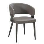 Indoor Chic Dark Grey Metal Chair with Upholstered Seat and Back