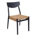 Indoor/Outdoor Black Aluminum Chair with Natural Terylene Woven Seat