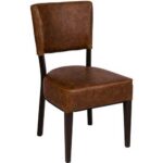 Indoor Brown Metal Chair with Brown Vinyl Back and Seat
