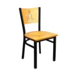 Indoor Chair with Coffee Logo Design Back in Black Metal