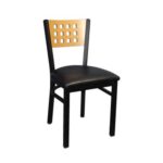 Indoor Lattice Back Chair in Black Metal