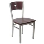 Indoor Chair with Star Hole Punch Back in Grey Metal
